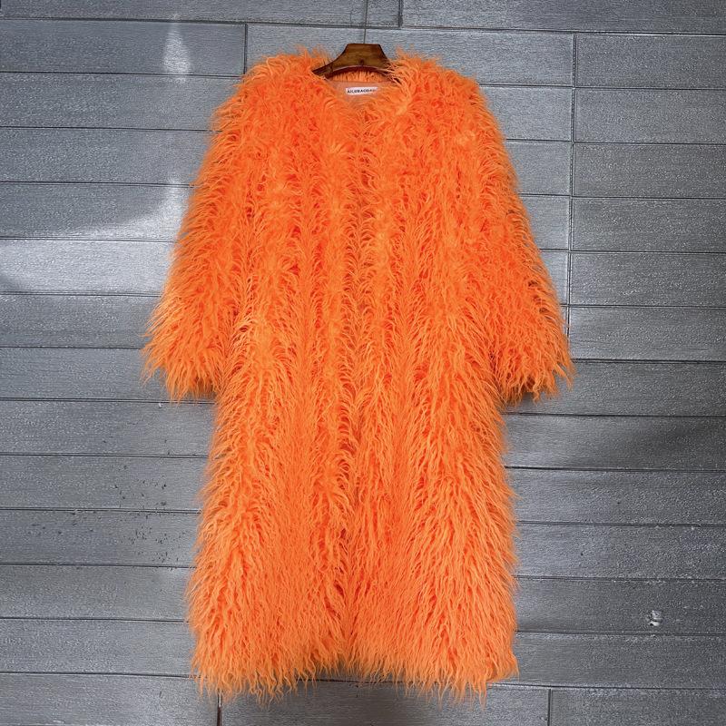 Источник Имитация меха мех пляжная шерсть удлиненная шерстяная куртка цвет колено длинный