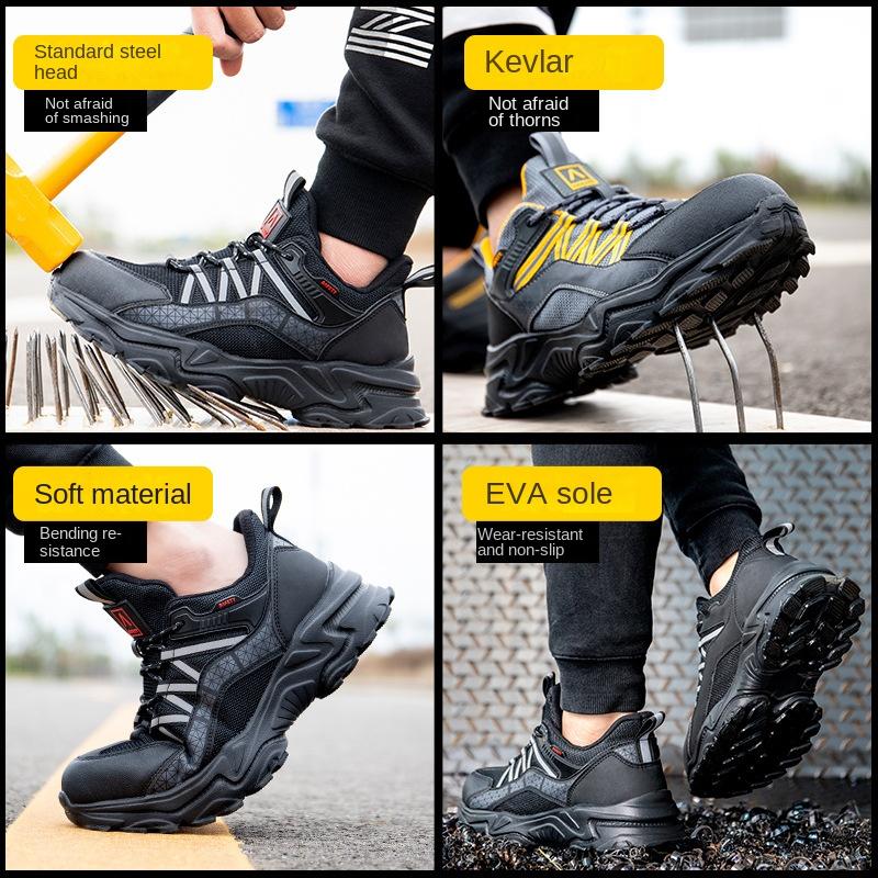 Обувь для страхования труда. Дышащая и нескользящая мужская защитная обувь. Обувь для страхования труда, устойчивая к ударам и проколам.