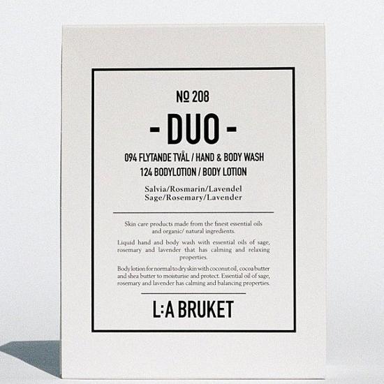 La Brunette Hand & Body Wash + Body Lotion 190ml Set (sage/rose/lavender)