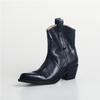 Large Size Western Cowboy Boots Autumn and Winter New Thick Mid-heel Chelsea Boots Pointed V-mouth Short Boots