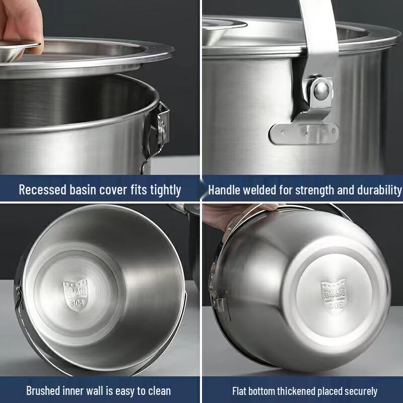 304 Stainless Steel Lard & Oil Storage Pot with Strainer