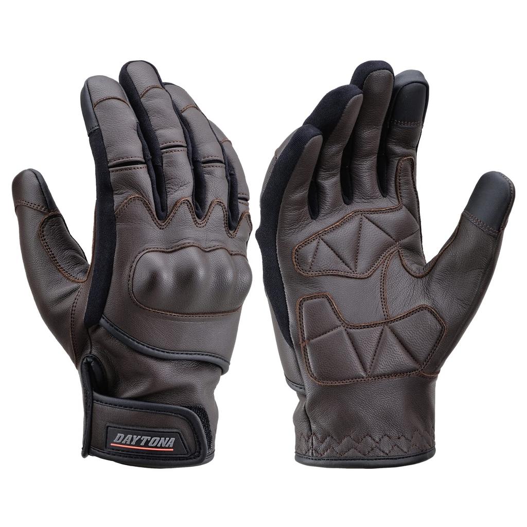 Daytona Motorcycle Gloves Genuine Leather Waterproof Windproof Hard Protector Smartphone Compatible Goat Protector Winter Gloves Brown XL Size 29276