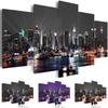 Canvas Painting Wall Art 5 Pieces New York City Construction Scenery Pictures Prints Night View Poster Home Decor Modular