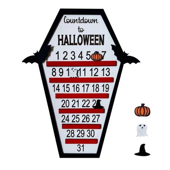 Календарь обратного отсчета до Хэллоуина Деревянный календарь обратного отсчета в виде тыквы-призрака Многоразовые украшения ужасов на Хэллоуин для украшения домашней вечеринки