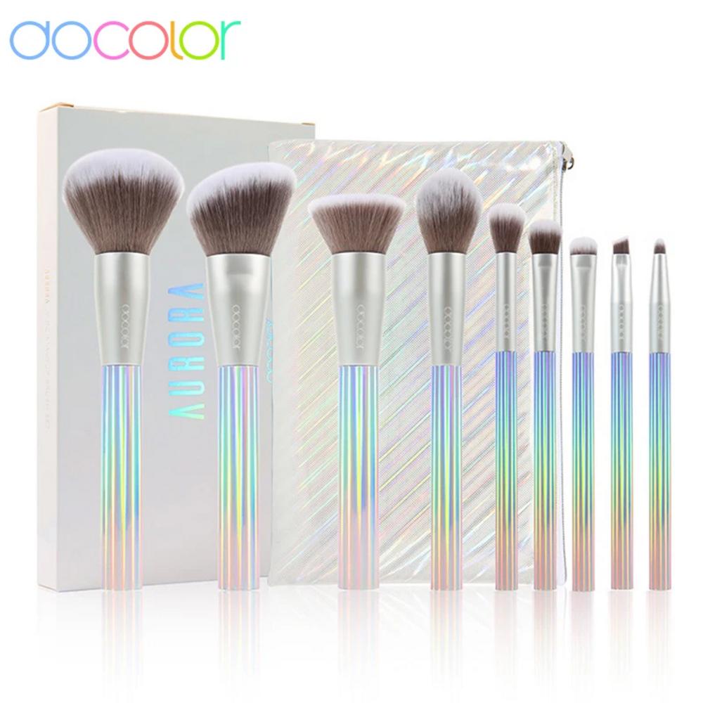 Docolor Makeup Brushes Set of 9 Foundation Powder Blending Face Blush Eyeshadow Makeup Brushes with Bag, 1 Piece