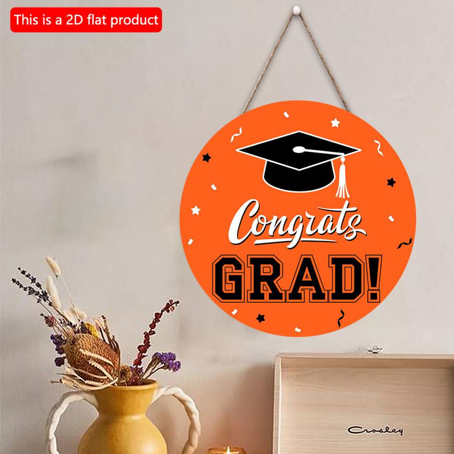 2D плоские 20*20 см 1 шт. Оранжевый узор GRAD для тематической вечеринки «Выпускной сезон», подвесные принадлежности, черная шапочка бакалавра с принтом, украшение для празднования