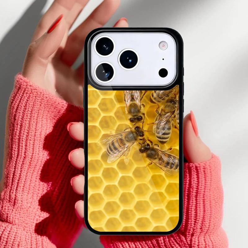 Bumble Bee Honeycomb Honey Phone Case for iPhone 17 16 15 14 13 Pro Max Back Cover for 12 11 Pro Coque
