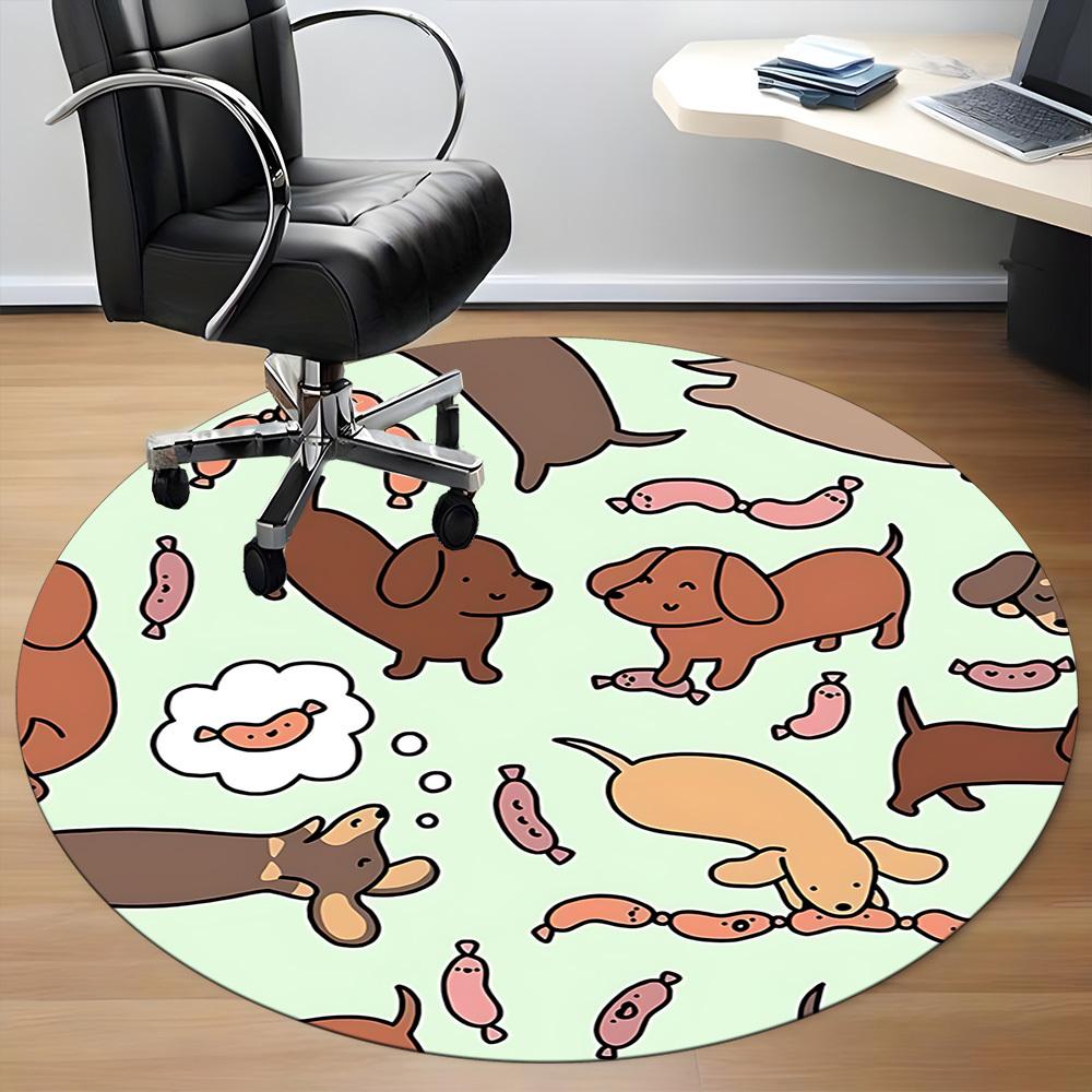 1pc Dogs Sausages Office Round Area Rug, Indoor Mat Suitable ForOffice, Under Office Chairs Bedroom Living Room Home Decor, Room Deco, n56