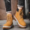 Spring and Autumn Men's Fashion Trend Martin Boots Retro Style Solid Color High-top Tooling Boots Leather Outdoor Platform Shoes