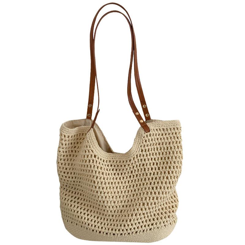 New Summer Versatile One-shoulder Beach Vacation Beach Bag Woven Straw Commuter Tote Bag Trend