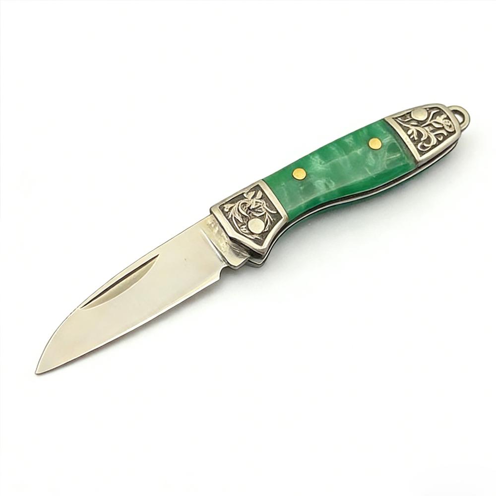 Hand Forged Mini Folding Knife Chromium Vanadium Alloy Stainless Steel Cowhorn Handle, Portable Pocket Keychain Knife Household