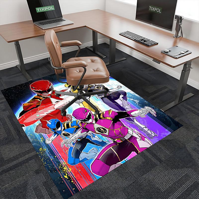 1 шт. Коврик для офисного кресла с дизайном из аниме и мультфильмов Power Rangers, нескользящий ковер для домашнего декора, гостиной, спальни, игровой комнаты - Идеальный подарок для фанатов!Y052