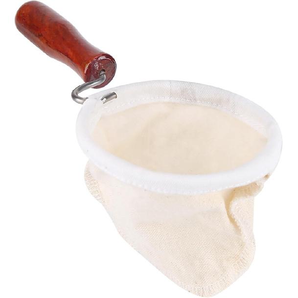 (Пакет из 1) Кофейные фильтры для перколятора Фланелевая ткань Перколятор Моющийся кофейный фильтр с деревянной ручкой Инструмент(большой)