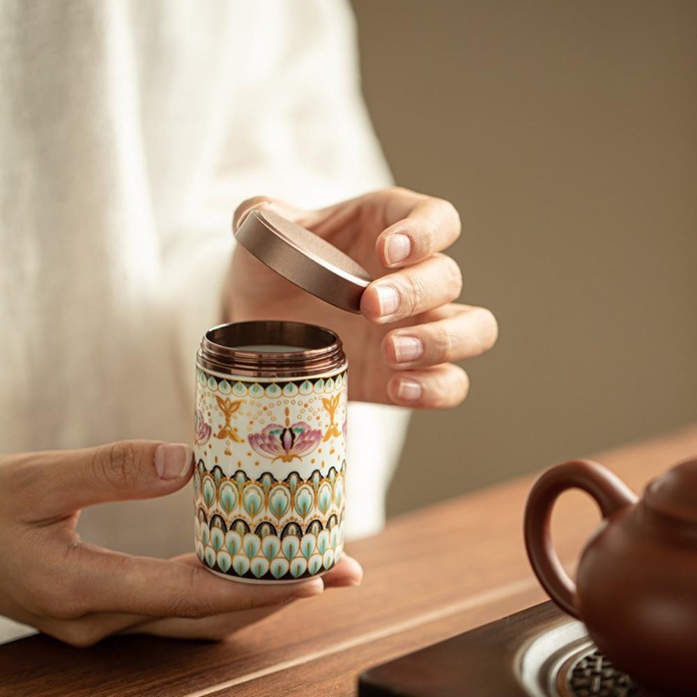 Mini Empty Tea Tin Can Ceramic Tea Packaging Box Flower Enamel Tea Canister  Home/Office/Travel