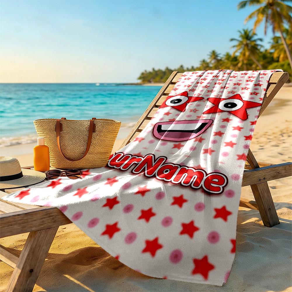 Numberblocks Customizable Name Beach Towel High Absorbency & Quick-Dry Ideal for Travel Outdoor Swim Pool Yoga Surf Camping Hiking Gym Gift Holiday