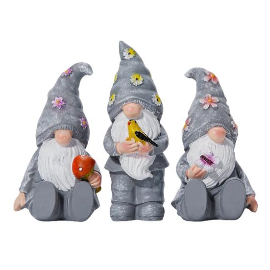 3 шт./набор Статуэтка садового гнома для улицы, сидящая, стоящая, бабочка, птица, гриб, безликий гном, полимерная фигурка, скульптура, украшение