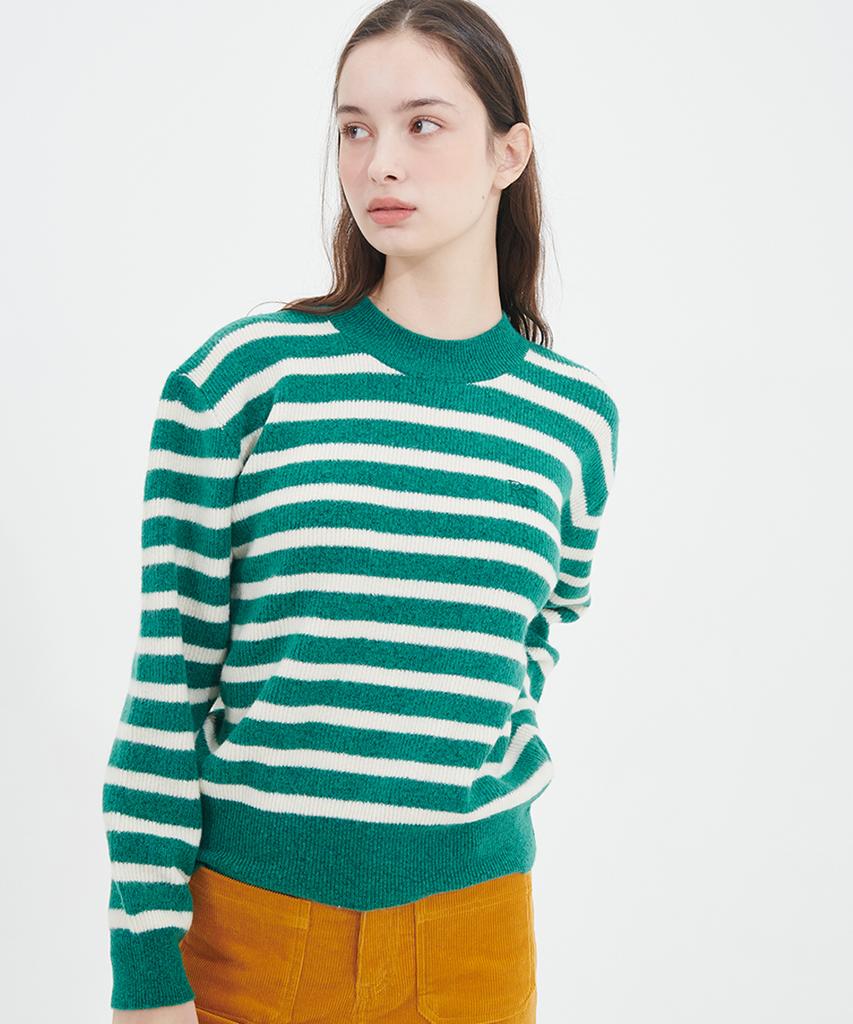 RAVEROUS Round Striped Sweater Green
