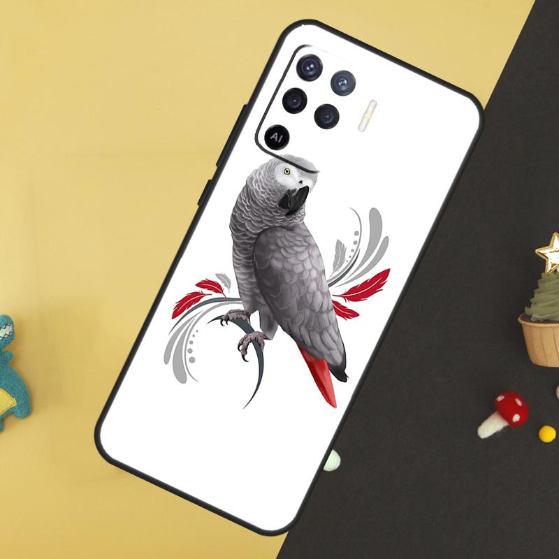 African Grey Parrot Case For Oppo A96 A76 A16 A17 A57 A60 A40 A80 A18 A38 A58 A78 A98 A15 A54 A74 A94 A6 A5 Pro