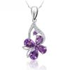 925 Sterling Silver Clover Necklace Amethyst Pendant Korean Pendant Silver