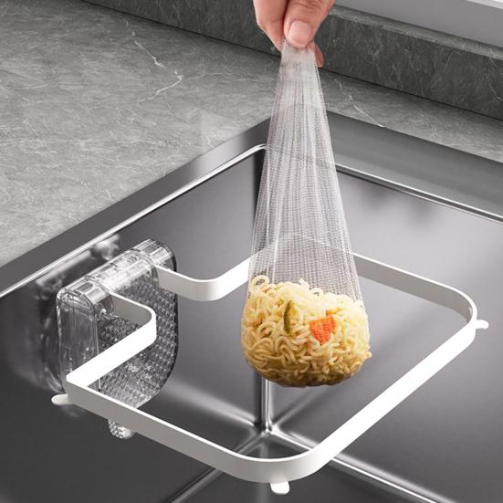 Sink Filter Rack Suction Cup Strainer with Nets Folding Kitchen Sink Strainer Mesh