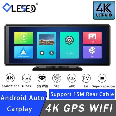 Автомобильный видеорегистратор 4K 2160*3840P, беспроводной CarPlay, Android Auto, 5G, Wi-Fi, AUX, видеорегистратор H.265, GPS-трек, FM-видеорегистратор, камера для грузовика