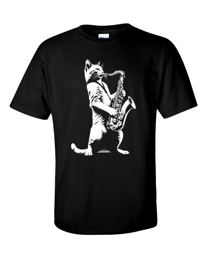 Jazz Band Cat Playing Saxophone Sax TShirt