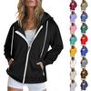 Худи женское оверсайз, толстовка повседневная с длинным рукавом, флисовая куртка, легкие осенние худи, карманы на молнии
