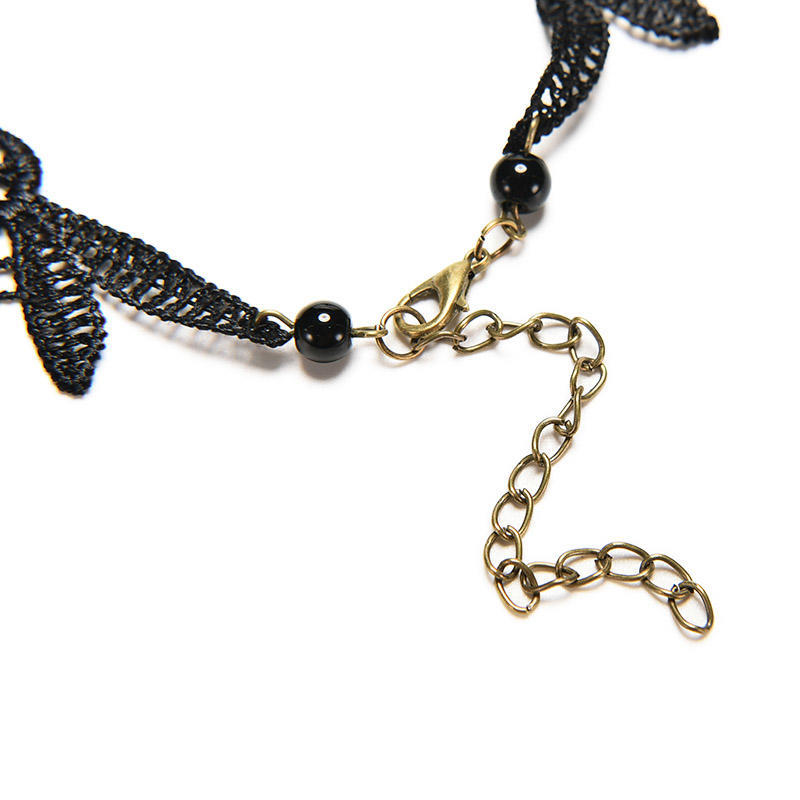 Черное кружевное колье с бусинами в викторианском стиле стимпанк, готическое ожерелье с воротником, подарок