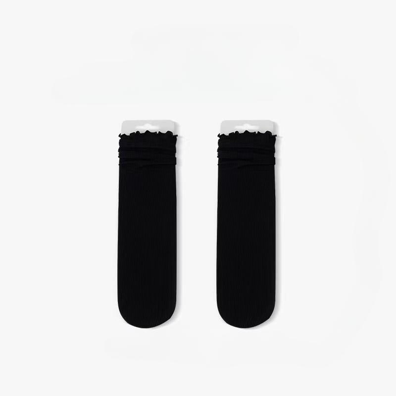 Хлопковые дышащие женские носки Харадзюку Ретро Уличная одежда Однотонные черные белые носки Женские Японские Каваи Милые Носки с оборками