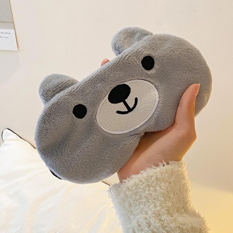 Cute cartoon plush eye mask for women to sleep without pressing the eyes and ears to help sleep and protect the eyes to relieve eye fatigue