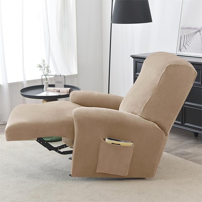 Cover For Relax Armchair With Extendable Footrest (4 Parts), Velvet, Beige, Cappuccino