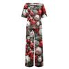 Women's Ice Silk Satin Christmas Print Pajama Set Short Sleeve Shirt And Long Pajama Pants Set Soft Home Clothes
