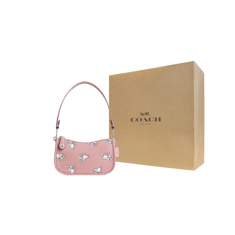 New COACH Baymax Rabbit, Collaboration Swinger Cow Leather Pochette, Shoulder Bag, Handbag, Shoulder Bag Women's CK404-LHVVR