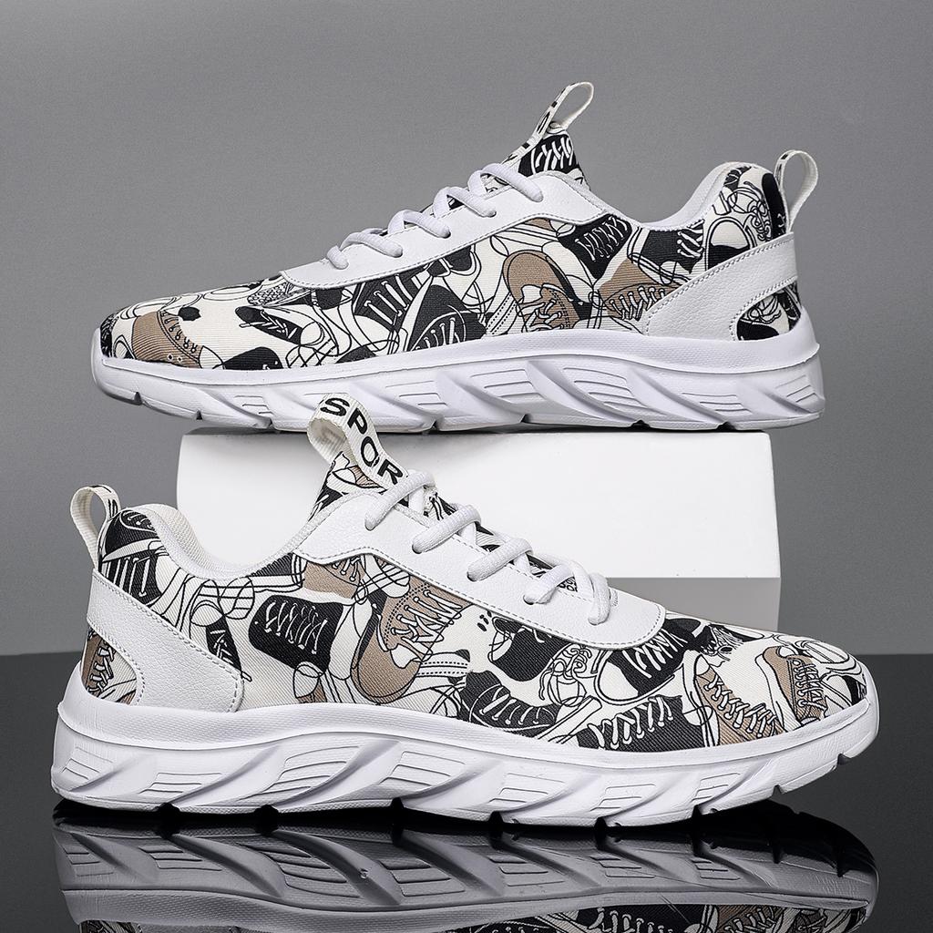 TUINANLE Мужские кроссовки, легкая повседневная обувь, кроссовки для бега с граффити, большие размеры 39-48, дышащая прогулочная мужская обувь