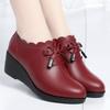Spring Autumn Women's Fashion Pumps Shoes Woman Soft Leather Wedge Casual Single Shoes Mother High Heels Shoes