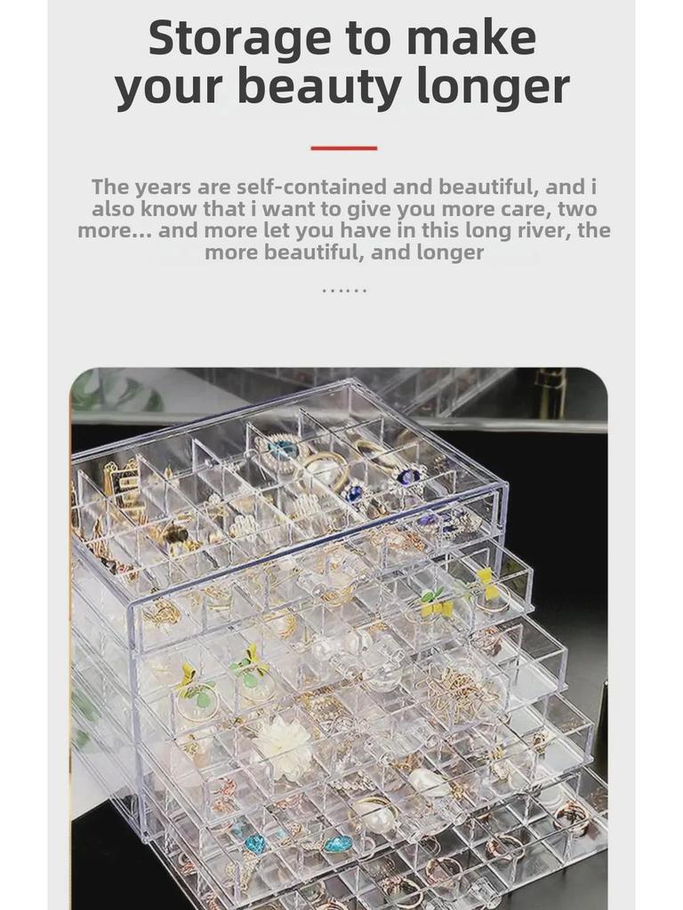 Free Shipping: Large-Capacity Transparent Jewelry Storage Box for Earrings and Necklaces - Dustproof and Drawer-Style