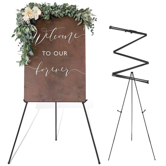 Display Stand Adjustable Height Anti-slip Solid Collapsible Fixed Poster Metal Wedding Sign White Easel Stand The Party