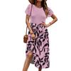 Women's Casual Cute Pattern Print Round Neck Midi Dress Basic Classic Outdoor Everyday Short Sleeve Loose Dress