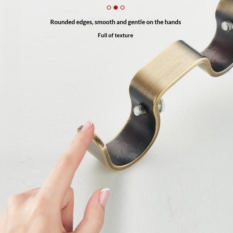 Heavy Duty Double Curtain Rod Bracket Set with Screws Easy Disassemble Metal Holders for Temporary Rental Window Use