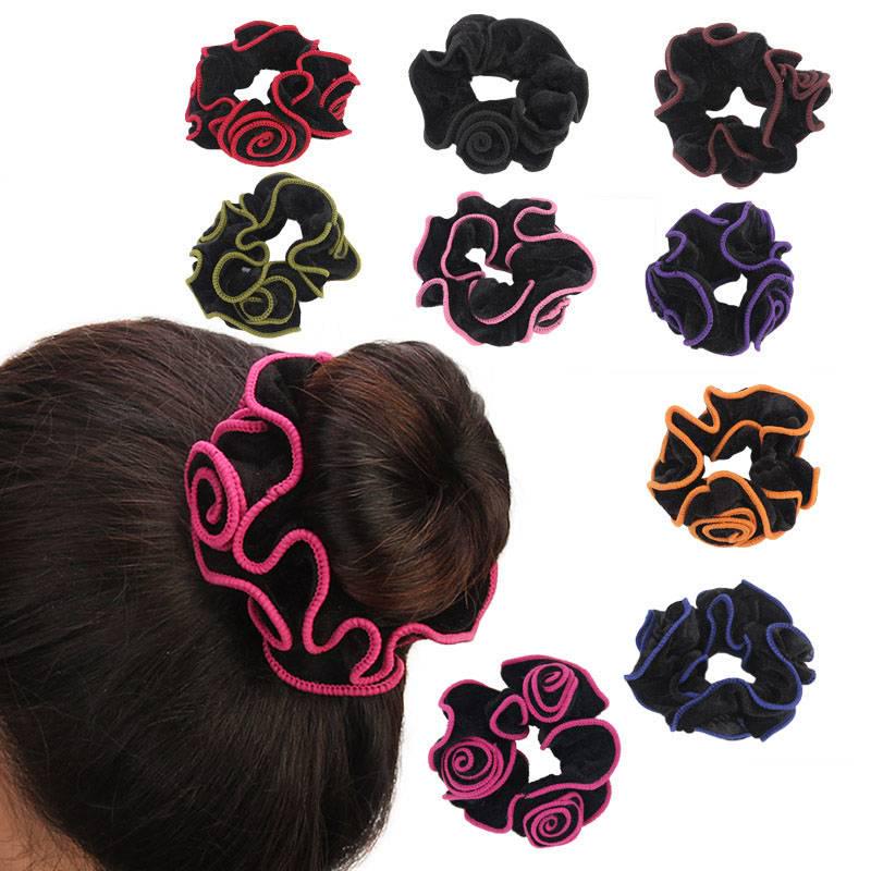Hedband Rose Flower Exquisite Velvet Hair Scrunchie Elastic Bobbles Hairband Pretty