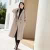 VICTORIA&VERA Women's 100% Wool Double-Breasted Long Coat