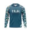HUK Long Sleeve Hooded Fishing Shirt UPF 50 Lightweight Sun Protection Anglers