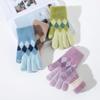 Imitation Mink Rhombus Knitted Plush Gloves Women's Cold Protection and Warmth Piled Thickened Cycling Gloves