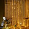 Solar LED Copper Wire Curtain String Lights - Christmas Waterfall Fairy Icicle Lights for Starry Sky Atmosphere