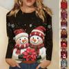 Рубашки с длинным рукавом для женщин Милые принты Футболки Блузки Повседневные Большие размеры Базовые топы Пуловеры Рождественские