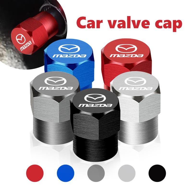 For Mazda Aluminum Car Tire Valve Caps Cover Waterproof Dust Accessories 2 3 5 6 Axela Atenza Speed 6 CX3 CX4 CX5 CX7 CX8 CX9 MS NH7
