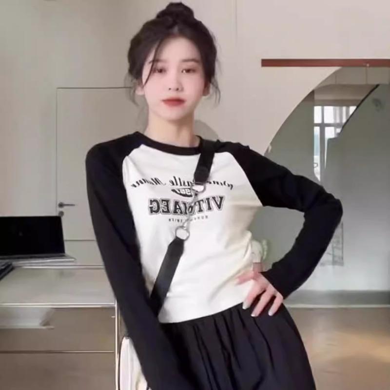 Весенняя нишевая рубашка с рукавами-фонариками контрастного цвета, женский приталенный топ с плиссировкой, персонализированная печать, базовая блузка с длинными рукавами