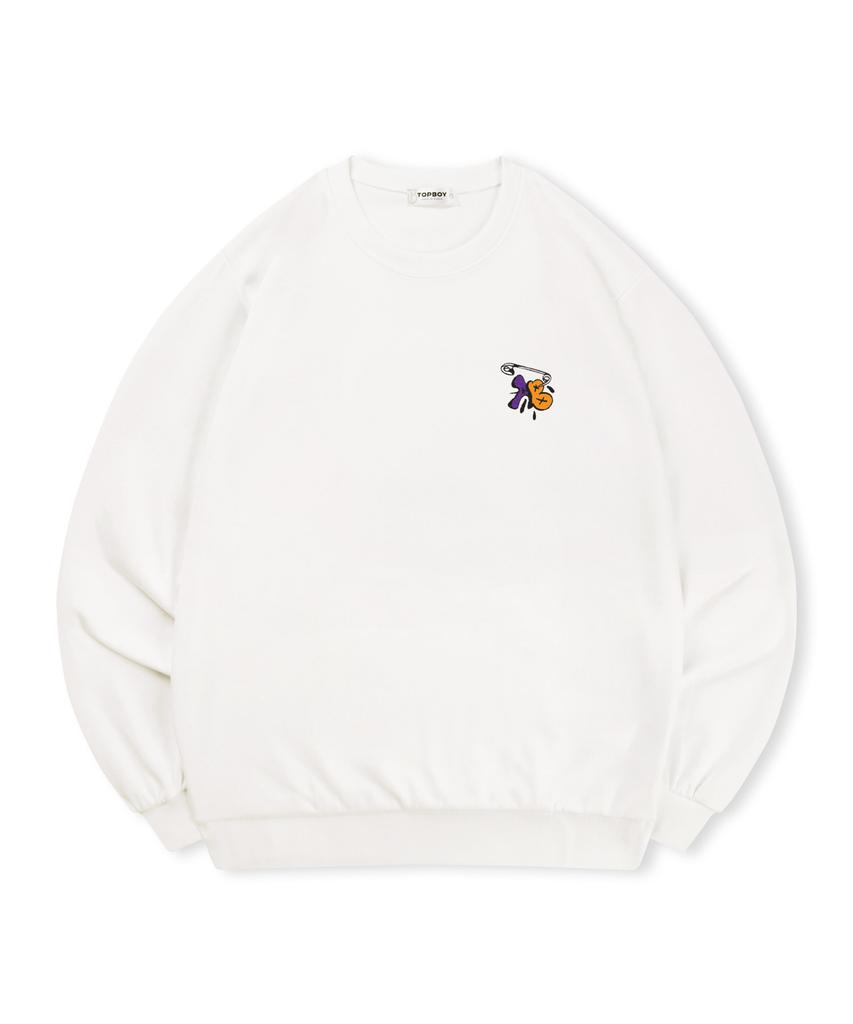 TOPBOY [Non-Fleece Or Fleece] Pin Logo Print Sweatshirt (Type A)
