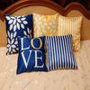 Bold Blue & Yellow Decorative Cushion Set of 5