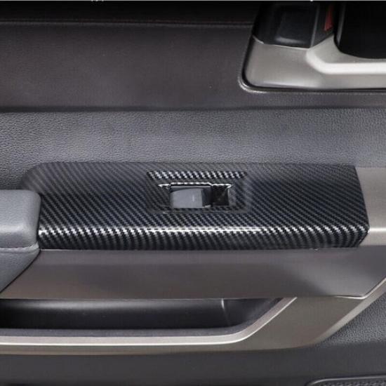 4Pcs Carbon Fiber Window Switch Panel Cover Trim For Toyota Tundra -